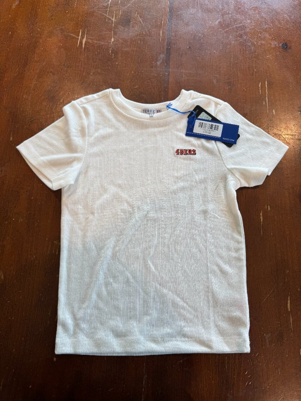 Terez NFL 49ers White Knit Short Sleeve Top Size S